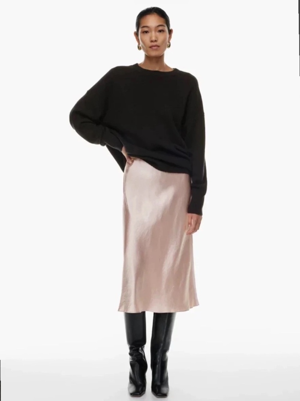 Aritzia Babaton Silky Slip Skirt Light Pink Champagne Peach - Size 4